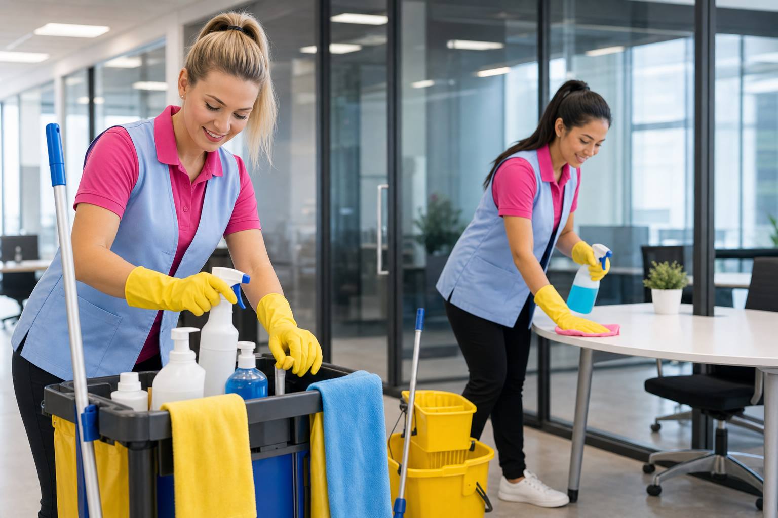 Commercial cleaning team serving a Fredericksburg business facility