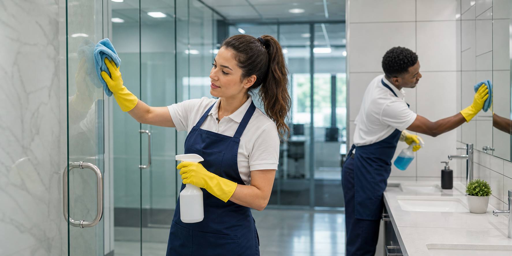 Deep cleaning service for detailed glass tile and surface cleaning