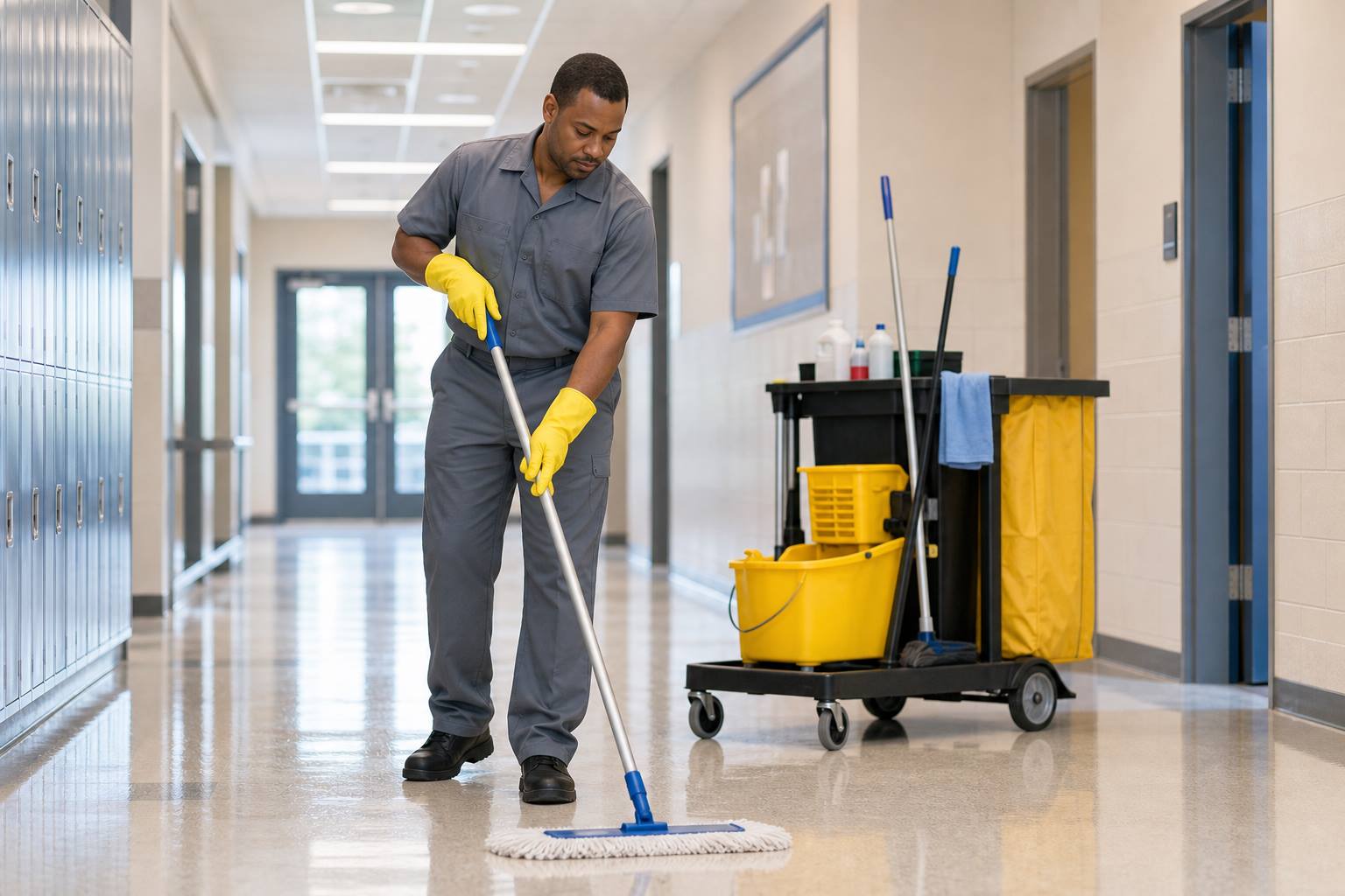 Janitorial services team maintaining a Fredericksburg facility