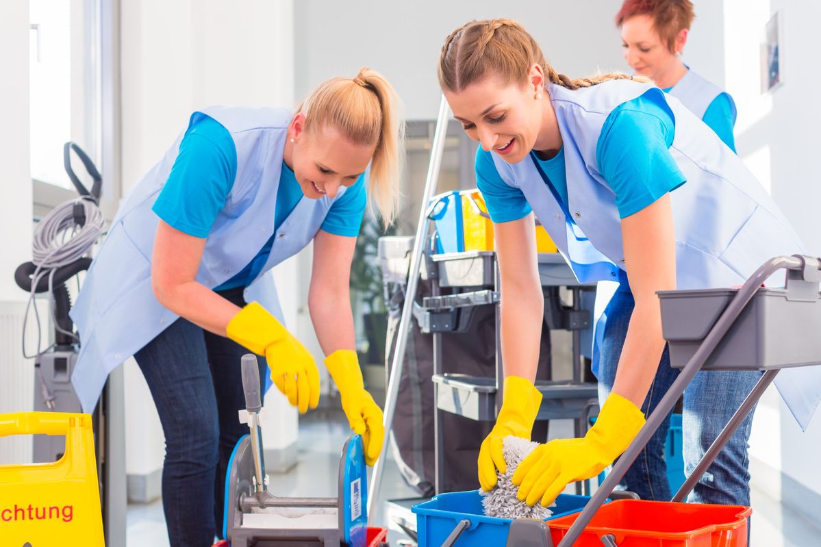 Commercial cleaning team serving a Fredericksburg business facility